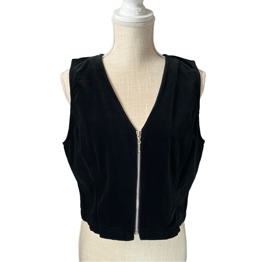 Karen Kane USA Black with Gold Full Zipper Sleeveless 100% Cotton Women Large